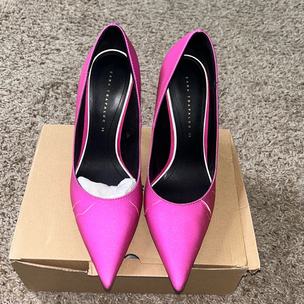 Neon pink heels